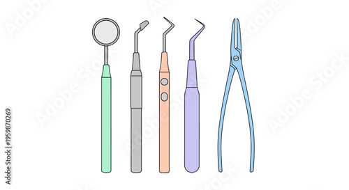 Dental tools for oral examination.