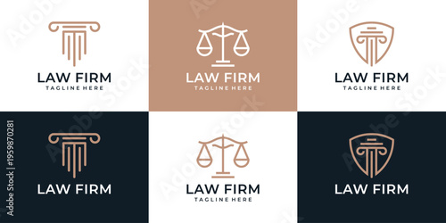 Set of creative law firm justice element logo design attorney legal jury