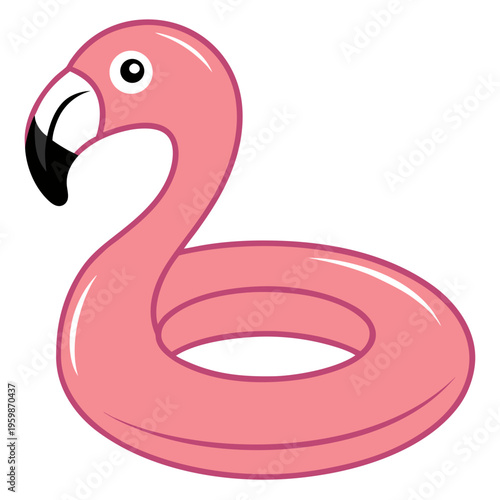 Cartoon illustration of pink flamingo pool float