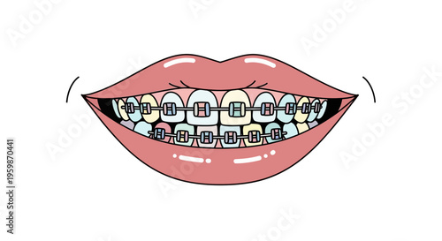 Woman with orthodontic dental braces smiling.