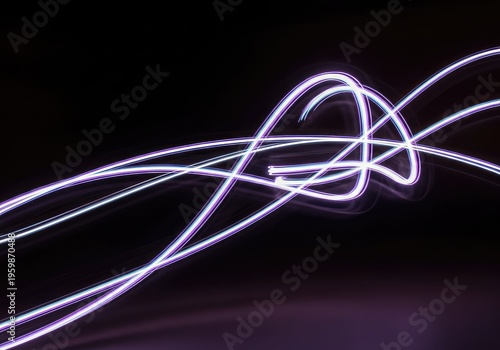 Dynamic long exposure abstract showing glowing residual light trails, emphasizing motion, blur, and vivid colors in darkness, motion, atmosphere, faint