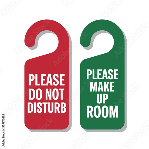 Hotel door hangers with please do not disturb and make up room signs