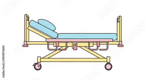 Hospital Bed with Wheels and Frame.
