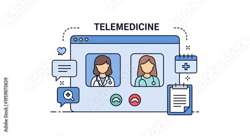 Telemedicine doctor and patient consultation.