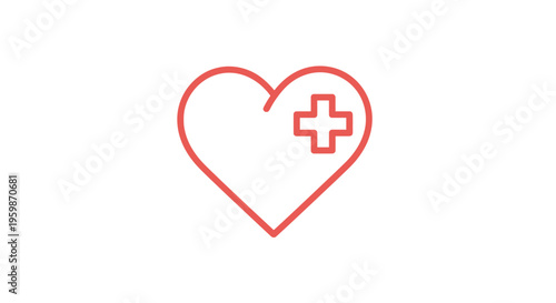 Red heart with medical cross symbol.