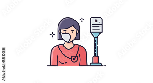 Woman wearing face mask indoors sick.