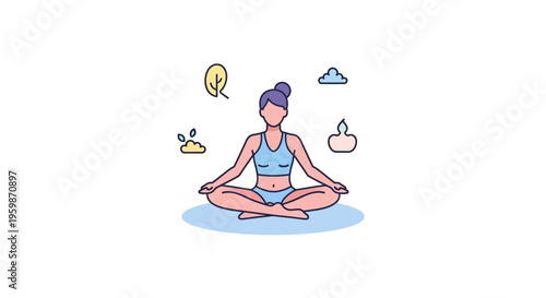 Woman Sitting in Lotus Position Meditating.