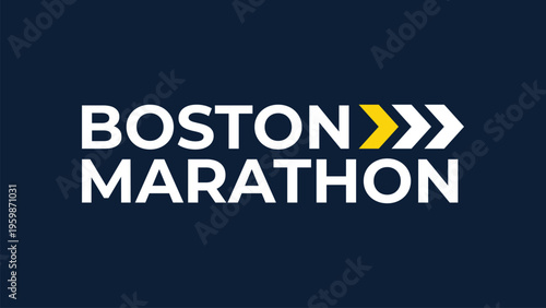 Boston Marathon inspired running event typography design with arrow elements, modern sports race concept illustration for athletic competition banner
