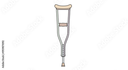 Crutch with wooden hand grip.