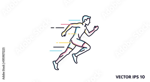 Man Running Fast in Motion.