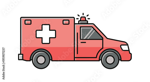 Red Ambulance Emergency Medical Vehicle.