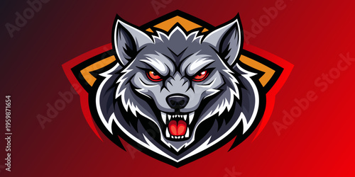 Wild head wolf fierce face logo design, vector set
