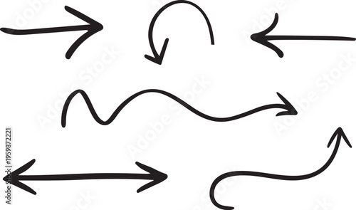 Hand-drawn arrow vector icons, curve arrow icon set vector art illustration