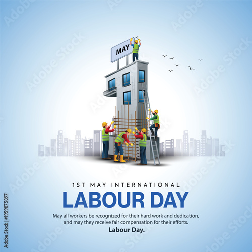 happy Labour day or international workers day vector illustration. labor day and may day celebration design.