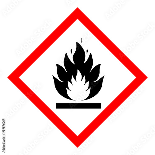 Flammable hazard icon. Fire safety warning symbol. Danger sign vector illustration design. Isolated on white background