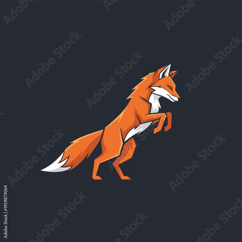 Dynamic Red Fox Illustration Leaping with Energy and Grace.
