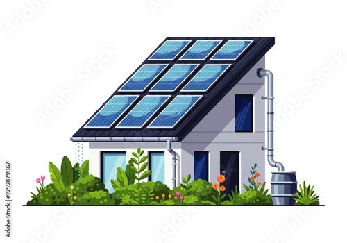 Solar panels on a house roof.