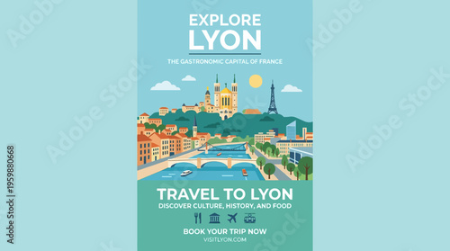 Explore Lyon Travel Poster Design