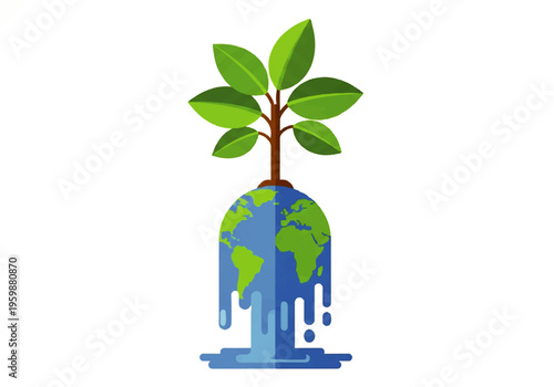 Earth with green leaves sprouting.