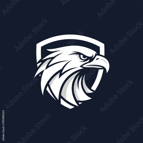 Majestic Eagle Head with Shield Logo Design.