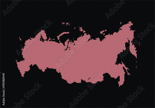 Pixel art map of russia with pink color on, representing a digital or modern style geographic illustration
