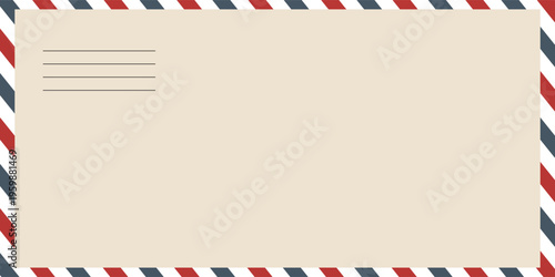 Air mail letter. Post stamp. Airmail frame postcard. Blue red stripes pattern.eps,10