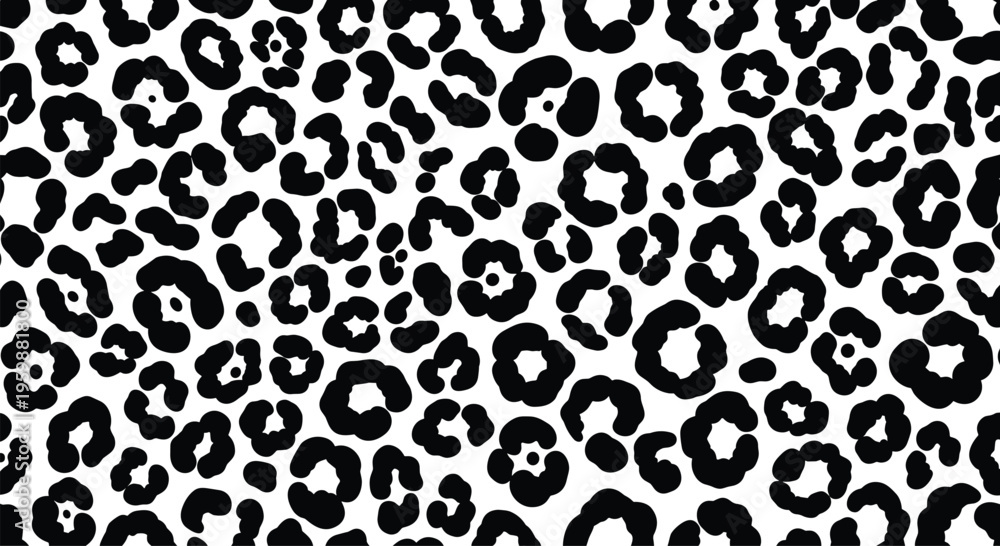 Fototapeta premium Black and white leopard print seamless pattern, vector illustration for fashion textiles, interior decoration, and bold graphic design