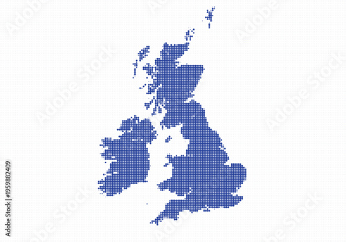 Digital map of the united kingdom with detailed outline of the countrys geographic boundaries and regions