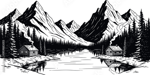 Serene mountain cabin retreat by a peaceful lake