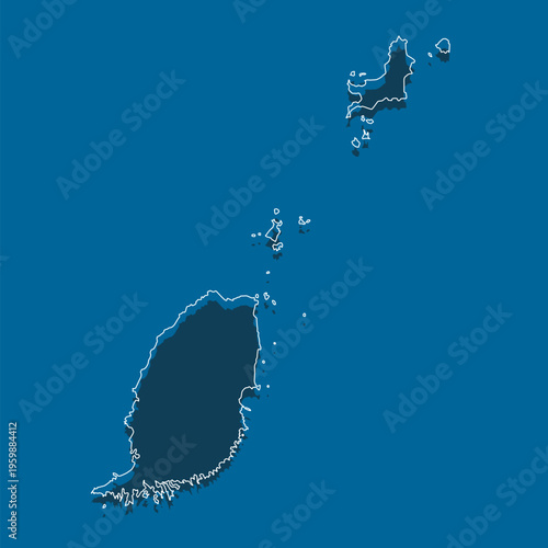 Vector outline map of Grenada, line border country