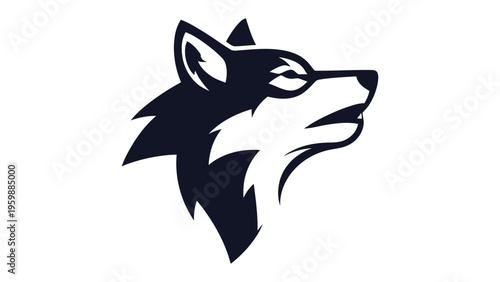Wolf Head Silhouette, Dark Gray Animal Logo, Pack Leader