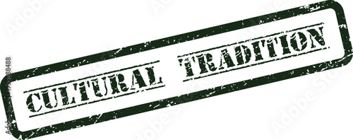 A textured green rubber stamp impression stating Cultural Tradition for historical projects