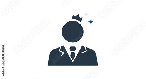 Silhouette of a businessman with a crown, symbolizing leadership and success.