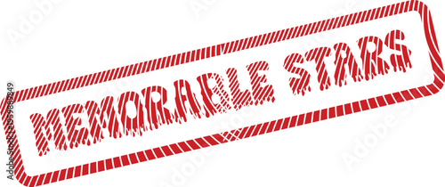 A unique red distressed rubber stamp featuring the words Memorable Stars
