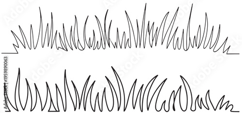 Grass line icon, meadow doodle outline design, bush tuft, small lawn, isolated on white background. vector illustration