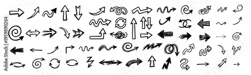 Hand Drawn Arrow Doodle Set Collection Vector, Arrow Icons, Scribble Arrows Clipart, Sketch Arrows, Direction Symbols, Hand Drawn Arrows, Decorative Arrow Elements, Isolated Vector Illustration Pack