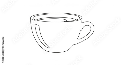 Simple Line Art Illustration of a Coffee Cup.