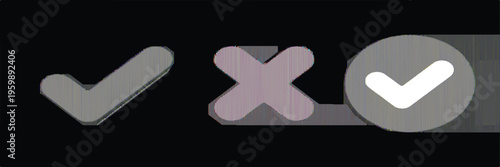 Gray Check Mark and X Symbol with White Check Mark in Circle Keywords: check, mark, x, symbol, yes, no, correct, incorrect