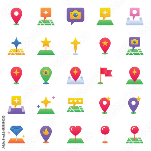 Gradient color icons set for Point location