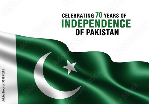 Pakistan independence day celebration with flag