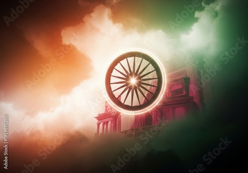 Ashoka chakra on indian flag background