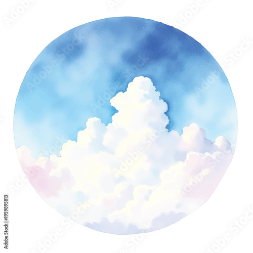 A serene blue sky with fluffy white clouds.