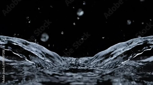 Water Splashing into Dark Surface.