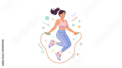 Young Woman Jumping Rope Energetically for Fitness.