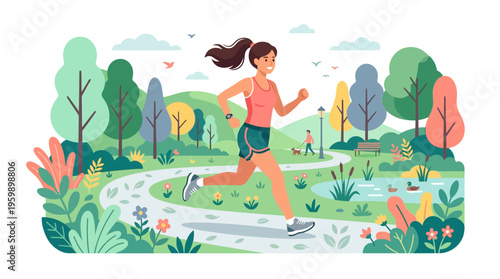 Young woman running in park during daytime.