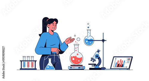 Young woman scientist conducting experiment in laboratory.