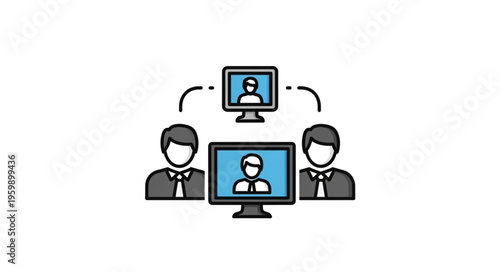 Virtual Meeting Illustration - Connecting People Through Technology.