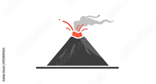 Volcano Eruption Illustration with Lava and Smoke.