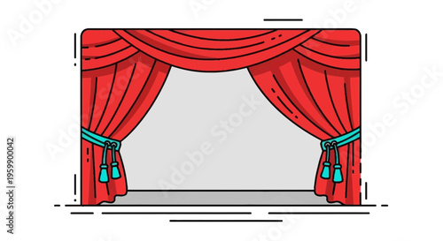 Theater stage with red curtains.