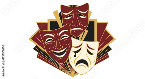 Theatrical masks in a fan shape.
